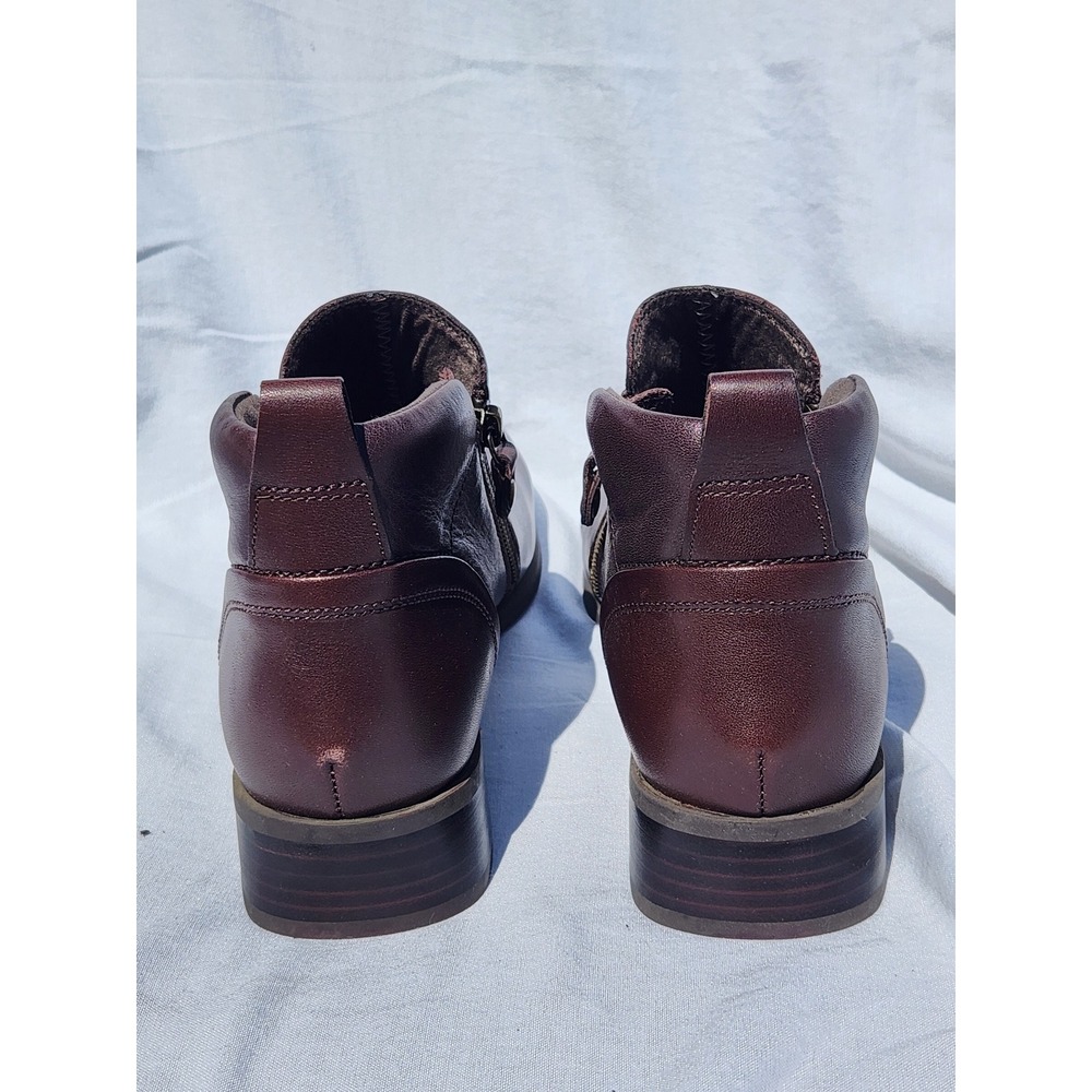 Munro American Drk Brown Leather Ankle Boots Dual Zip Low Heel Size 7.5N - Picture 4 of 9